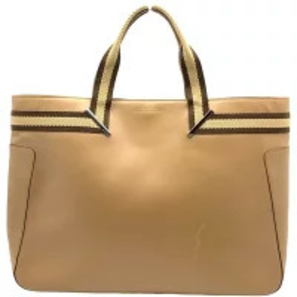 GUCCI Sherry Tote Bag Shoulder Leather Beige Black Brown Tones
